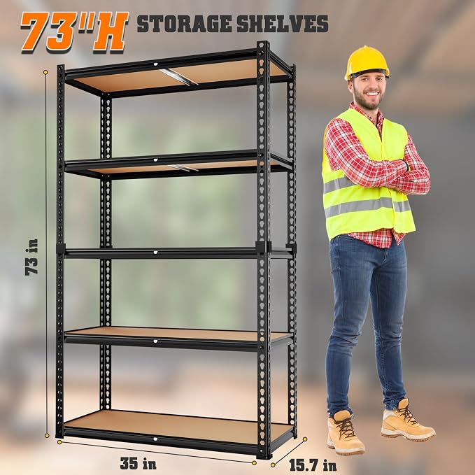 LEVELEVE 5-Tier Heavy Duty Storage Shelving Unit, 2020 lbs Capacity, Adjustable - Image 3