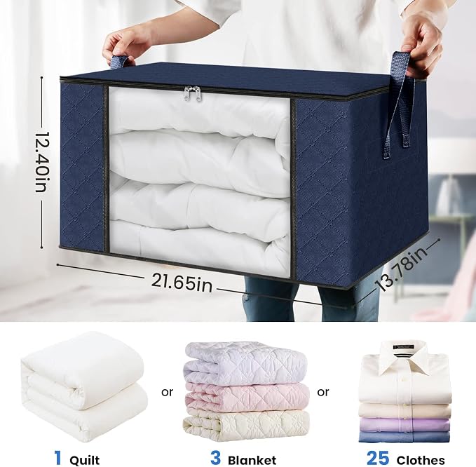 Fab totes Storage Bags, Clothes Blanket Storage Bins Foldable Closet Organizers - Image 2