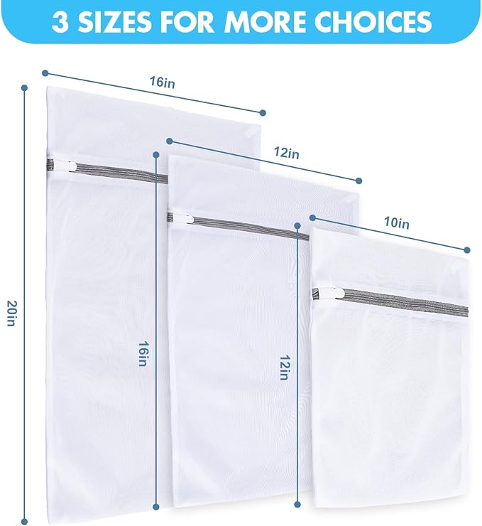 Mesh Laundry Bags for Delicates, 3 Pack Laundry Bags Mesh Wash Bags in 3 Sizes - Image 2