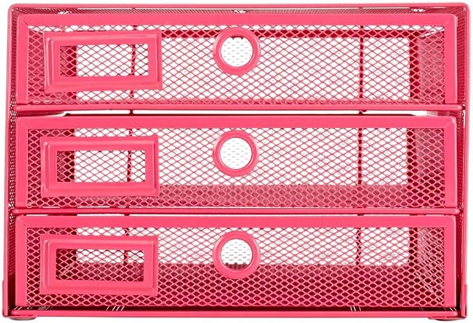 Annova Desk Organizer Wire Mesh 3 Tier Sliding Drawers Paper - Image 4
