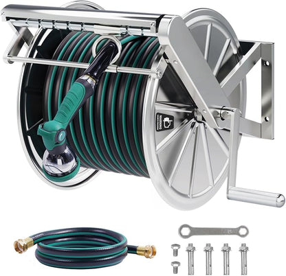 Stainless Steel Garden Hose Reel by Unknown