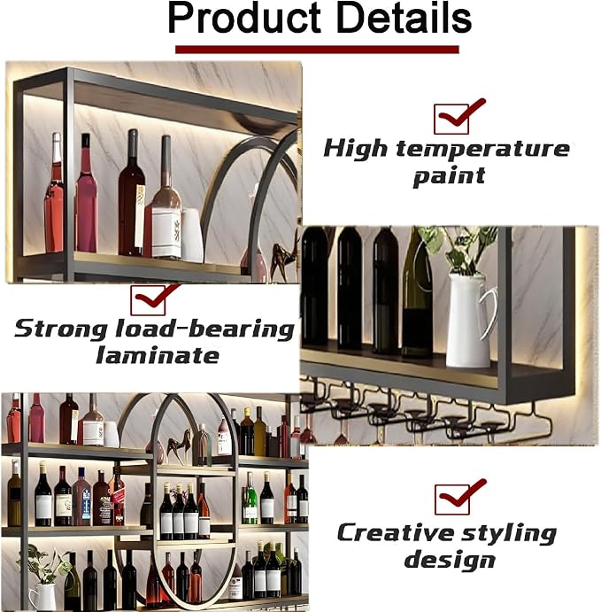 71IN Large Wall Mount Wine Rack, Metal 4 Tier Hanging Bottle Holder - Image 5