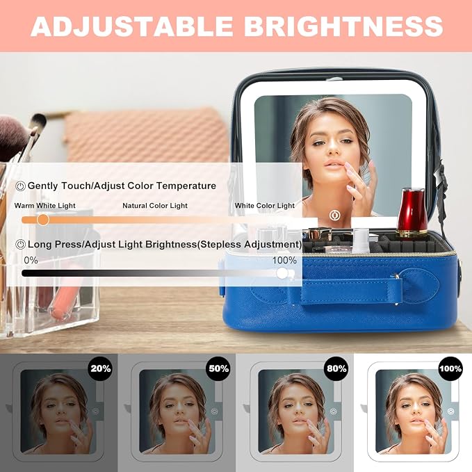 Mocado Travel Makeup Bag with LED Lighted Mirror, Travel Makeup Organizer - Image 4