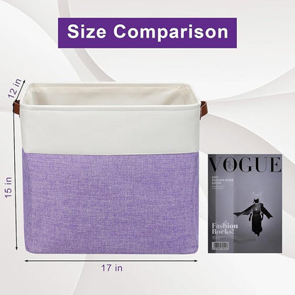 Large Fabric Storage Baskets | 50L Storage Bins, Decorative Linen Closet Baskets - Image 3