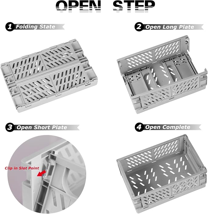 Tixill 2-Pack Mini Foldable Plastic Storage Box Mini Plastic Baskets - Image 5