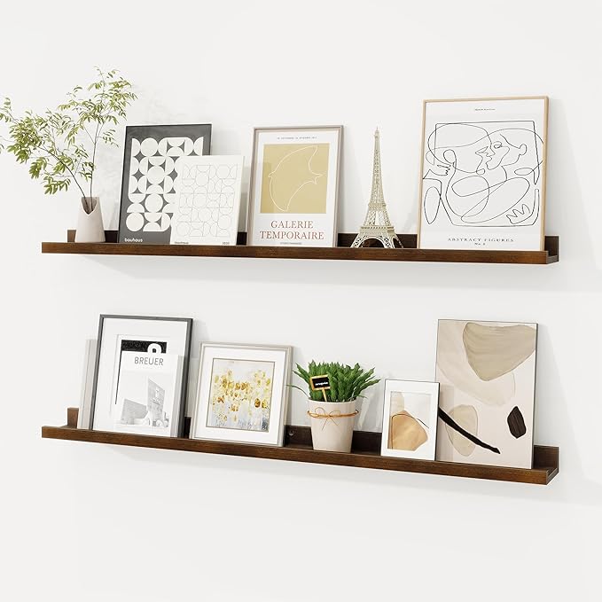 Picture Ledge Shelf, Floating Shelves Set of 2, 36 Inches Solid Wood Nursery by FunMemories