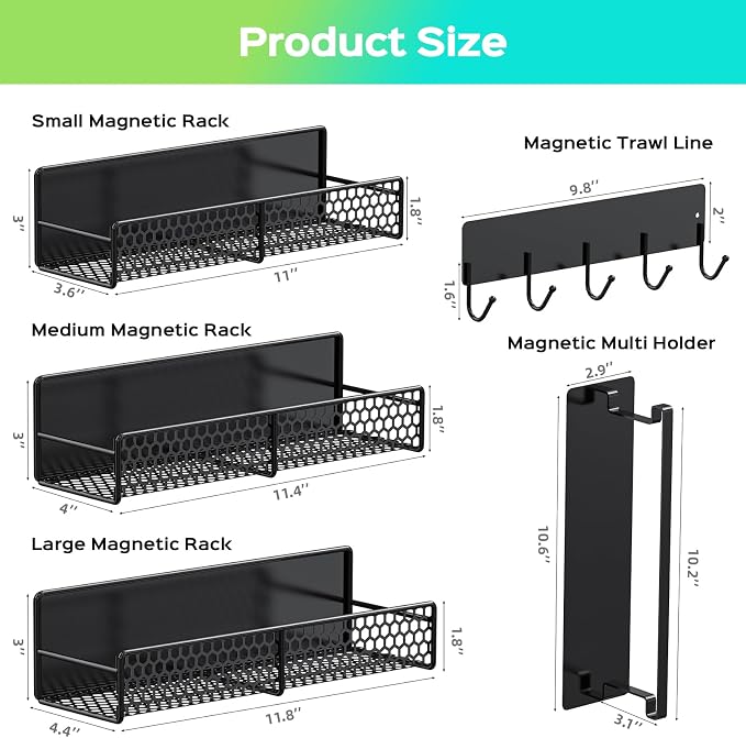 5-Pack Magnetic Shelves for Laundry Room Organization, Strong Hold Refrigerator - Image 8