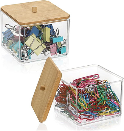 BTSKY 2 Pack Clear Stackable Paper Clip Holder by BTSKY