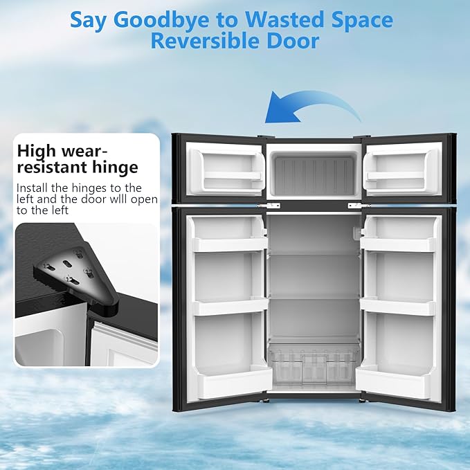 4.5 Cu.Ft Mini Fridge with Freezer, 2-Door Compact Refrigerator With 2 - Image 7