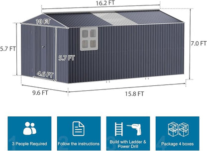 10x16 FT Metal Outdoor Storage Shed - Image 9