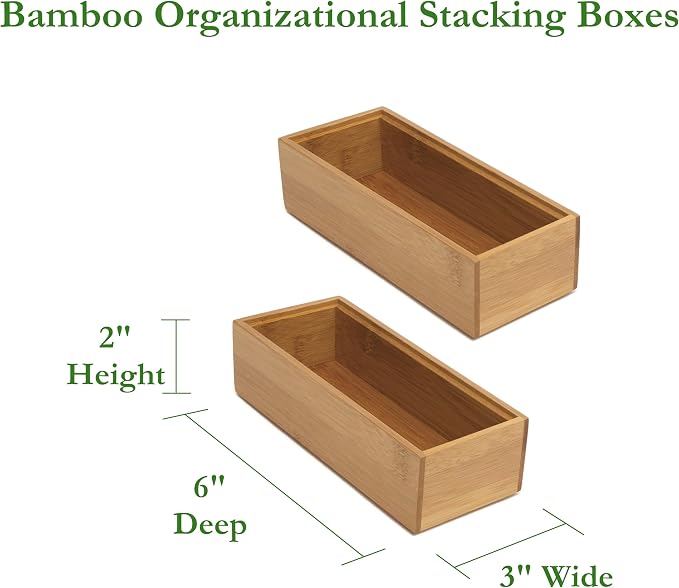 Lipper International 8180S Bamboo Wood Stacking Drawer Organizer Box - Image 2