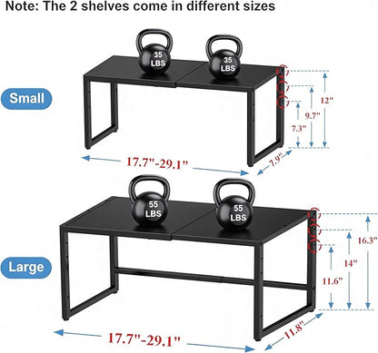 2 Pack Expandable Cabinet Countertop Shelves, Heavy Duty Metal Shelves - Image 2