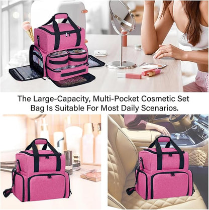 Large Makeup Cosmetic Bag with 3 Removable Case and 2 Removable Dividers Double - Image 6