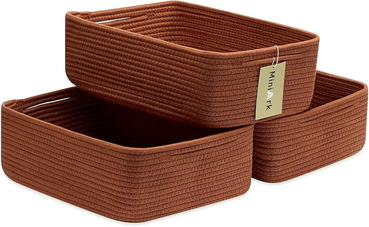 Large Shallow Organizing Baskets 15x11x5.1 Inches by MiniArkStorageBasketsHome