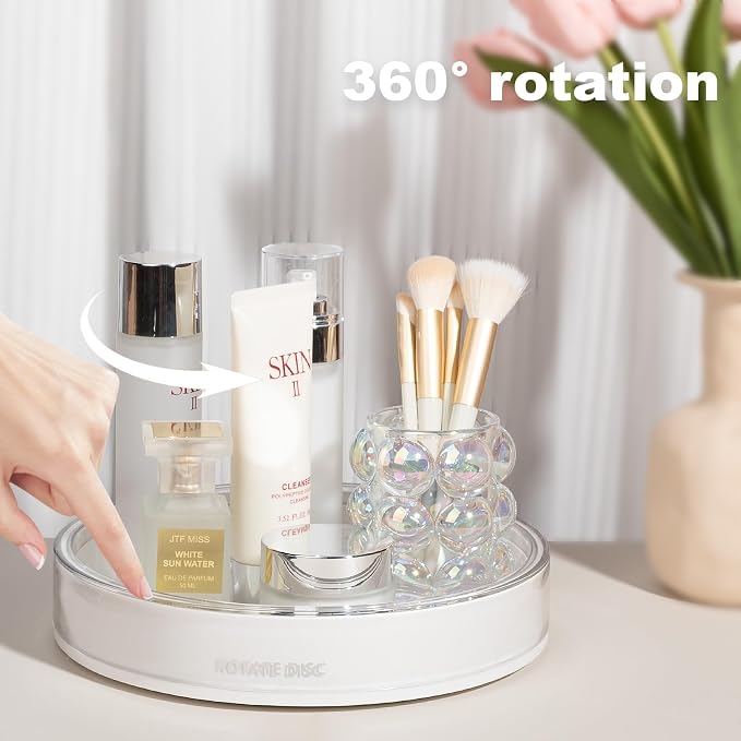 Anyoifax 360 Rotating Makeup Organizer Perfume Tray Skincare Holder Spinning - Image 2