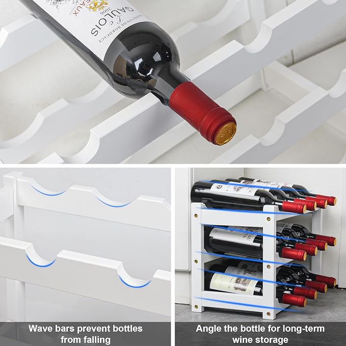 VASMIA Bamboo Wine Rack, Sturdy and Durable Wine Storage Cabinet Shelf - Image 5