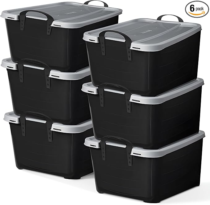 Life Story 6 Pack Heavy Duty Stackable Storage Bin, 55 Quart Home Organizer by LifeStory