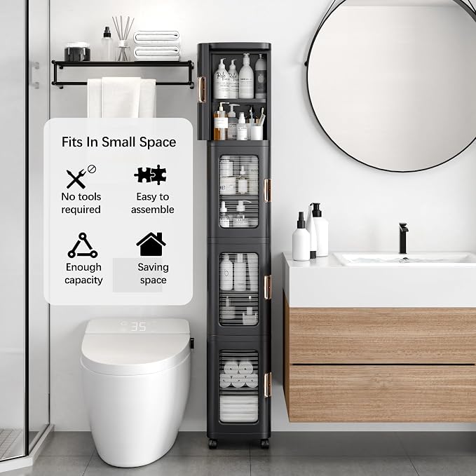 VECELO 4-Tier Tall Narrow Storage Cabinet - Image 3