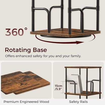 MAHANCRIS 3-Tier Rotating Bookshelf, Freestanding Corner Bookshelf, 360° - Image 6