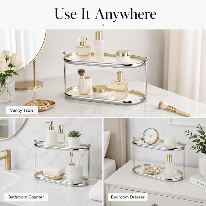 2 Tier Perfume Organizer, Stainless Steel Frame - Image 7