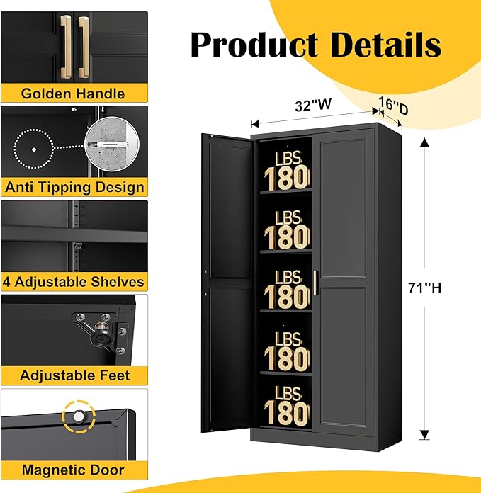 Steeloong 71"Metal Pantry Storage Cabinet - Image 3