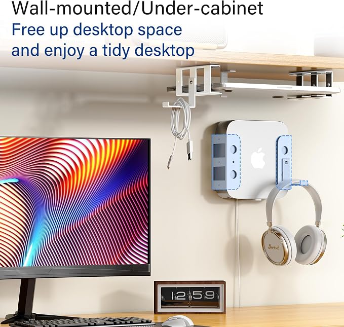BYMECOST Under Desk Laptop Mount, Metal Under Desk Storage Holder, - Image 3