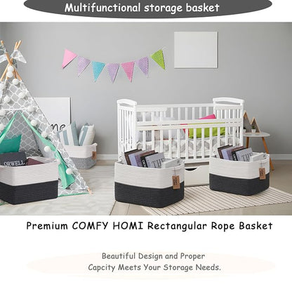 COMFY-HOMI 3PACK Cotton Rope Square Basket - Image 3
