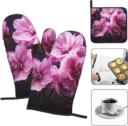 Oven Mitts and Pot Holders Sets of 3 Flowers Oven Mitts 3 Pcs Heat Resistant - Image 7
