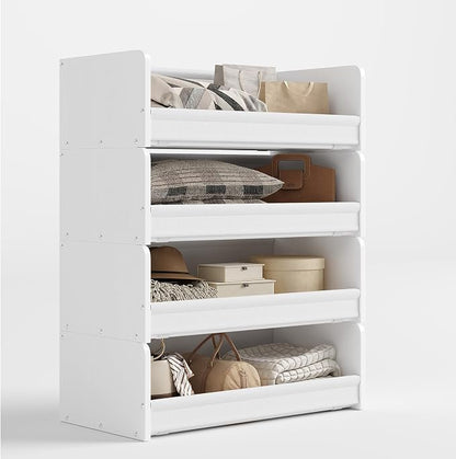 FOUCSSOMEI Closet Organizer and Storage, 4 Tier Stackable Storage Organizer by FOUCSSOMEI