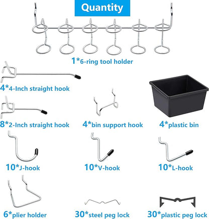 Pegboard Hooks with Bins, Peg Locks, - Image 2