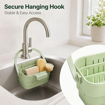 Foldable Hanging Sink Drain Basket, Collapsible Food Strainer，Green | - Image 4