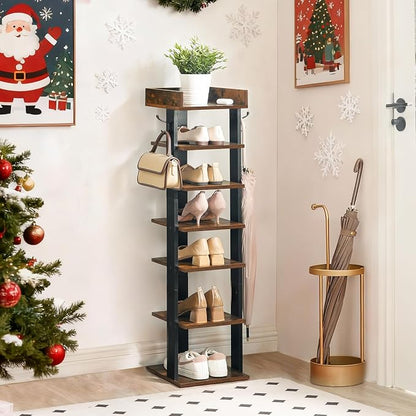 HOOBRO Vertical Shoe Rack for Front Door Entryway, 7 Tier Wooden Shoe Storage - Image 2