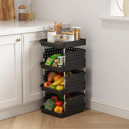 Lifewit 4 Tier Plastic Stackable Storage Baskets - Image 2