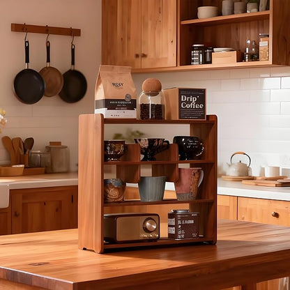 Coffee Cup Holder for Countertop Walnut Wood Coffee Mugs Holder for Kitchen Mug - Image 7
