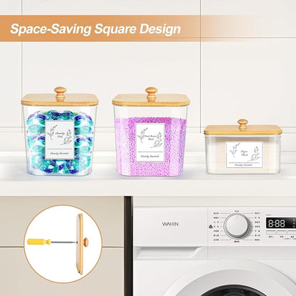3 Pack Plastic Laundry Pods Container & Dryer Sheet Holder, Laundry Room - Image 4