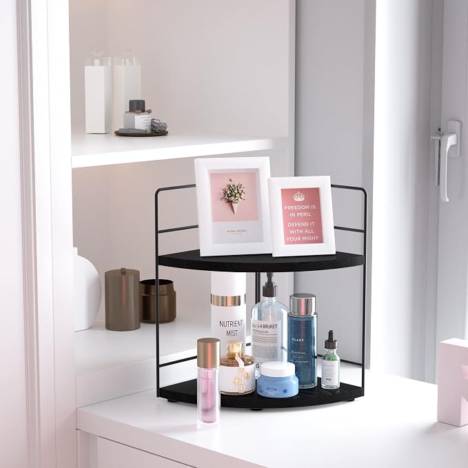 ZGO 2-Tier Bathroom Counter Organizer, Corner and Makeup Organizer - Image 2
