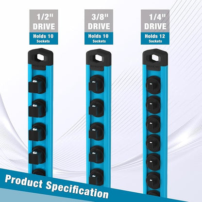 WORKPRO Magnetic Socket Organizer, 1/2-Inch Drive Aluminum Alloy Socket Rail - Image 8