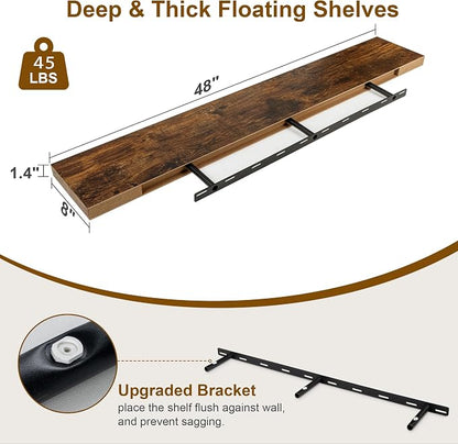 Fun Memories Floating Shelves, 8 Inch Deep Floating Shelves, Rustic Wood - Image 3