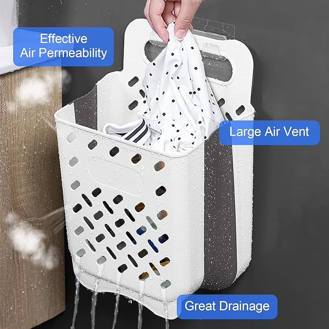 Laundry Basket Hamper, Hanging Wall Collapsible Laundry - Image 5