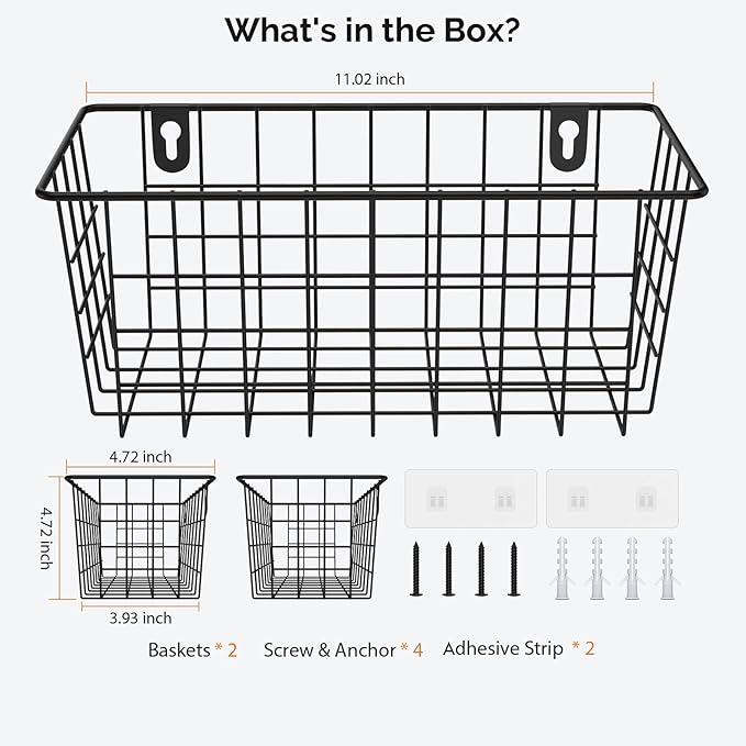 MaraFansie Hanging Kitchen Baskets Wire Storage Basket Adhesive and Screws - Image 7