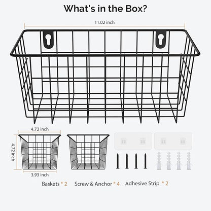 MaraFansie Hanging Kitchen Baskets Wire Storage Basket Adhesive and Screws - Image 7
