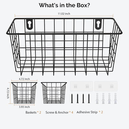 MaraFansie Hanging Kitchen Baskets Wire Storage Basket Adhesive and Screws - Image 7