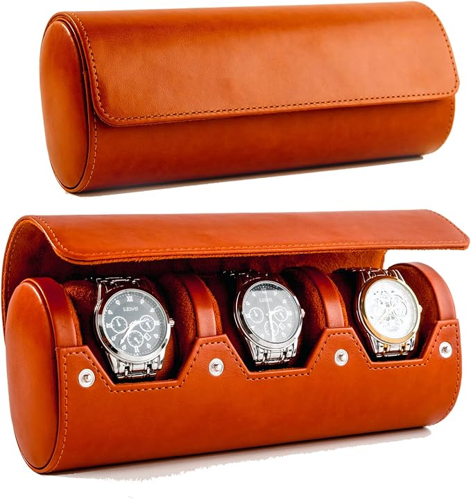 MR.OKAY 3 Watch Travel Case- Classic Leather Watch Case - Image 7