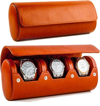 MR.OKAY 3 Watch Travel Case- Classic Leather Watch Case - Image 7