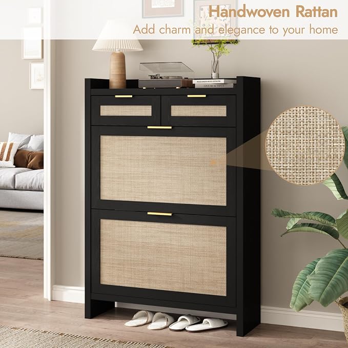 HOKYHOKY Rattan Shoe Storage Cabinet - Image 7