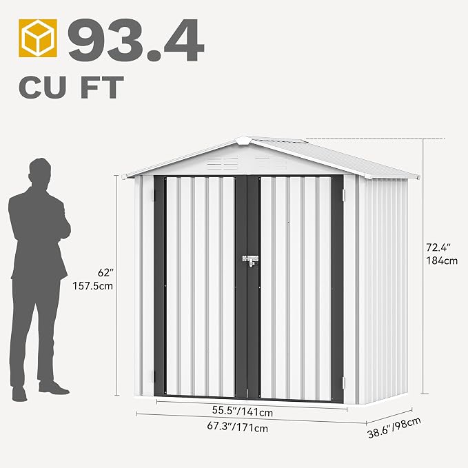 DWVO 6x4ft Storage Shed for Outdoors, Metal Sturdy Weatherproof Tool Locker - Image 7