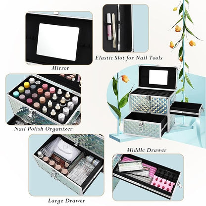 FRENESSA Extra Large Makeup Organizer Case Cosmetic Box Storage - Image 5