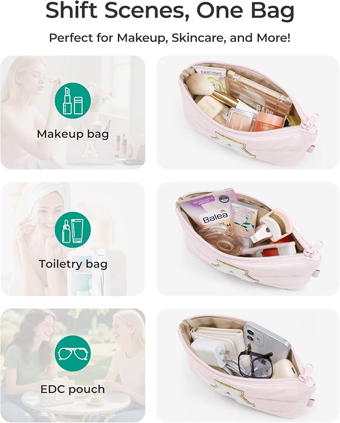 BAGSMART Small Personalized Makeup Bag, Machine Washable Puffy Cosmetic Pouch - Image 8