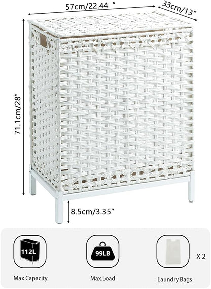 SETVSON Laundry Hamper with Lid, 112 L Handwoven Rattan Wicker Laundry Basket - Image 2