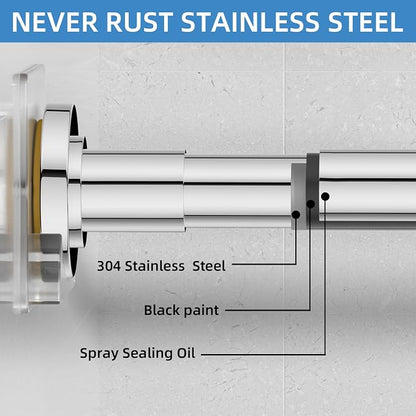 CorkLatta Chrome Adjustable Shower Curtain Rod 32 to 68 inch - Image 7